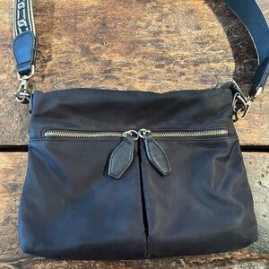 Black Crossbody Bag with Silver/gold thick strap